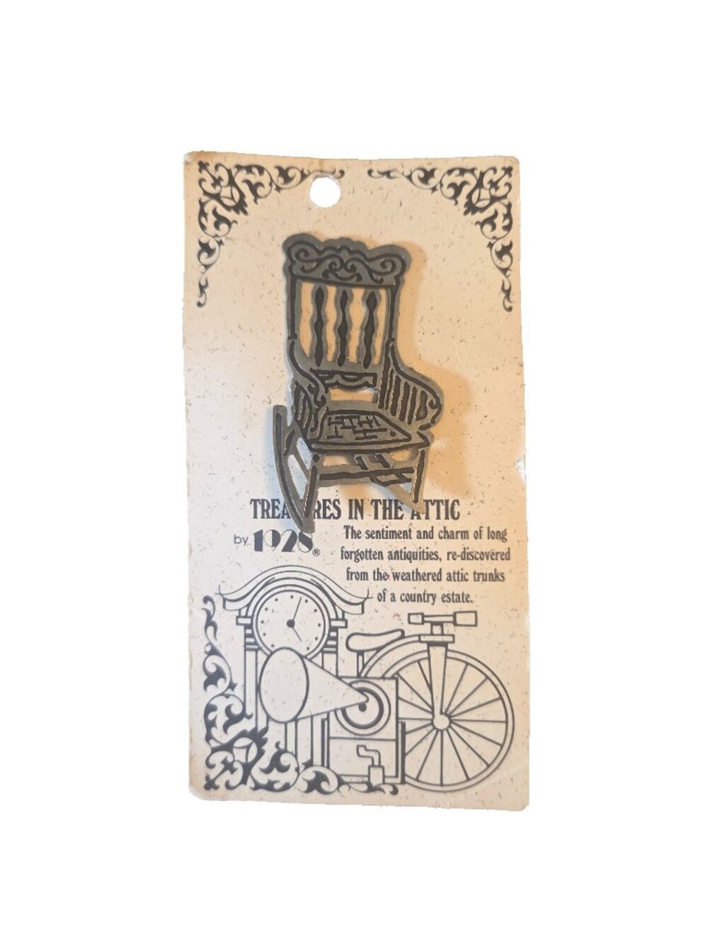 Metal Rocking Chair 1928 Pin Vintage on Card